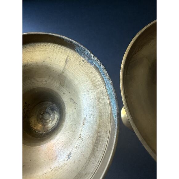 Vintage Brass Candlesticks Taper Holders 6” Mid Century Made In India Pair Set - Picture 5 of 8